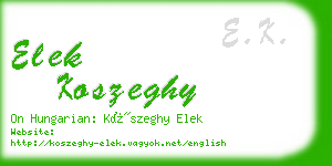 elek koszeghy business card